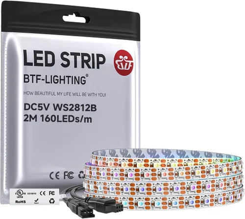 Vista 41 de BTF-LIGHTING WS2812B - Tira LED IC RGB 0.1 in, 0807SMD, DC5V, 3,2 pies, 160