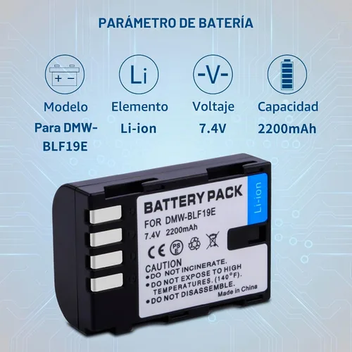 Vista 2 de Paquete de 2 baterías DMW-BLF19E con cargador dual para Panasonic Lumix DC-G9