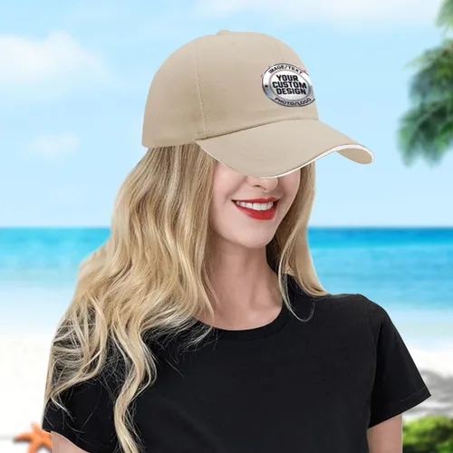 Vista 5 de Sombrero personalizado a granel Agregue su propio diseño aquí Sombreros personalizados Gorra de béisbol personalizada Hombres y mujeres