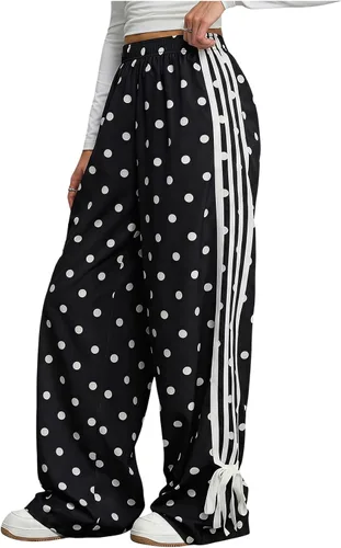 Vista 8 de Floerns Pantalones de pierna ancha con estampado de leopardo a rayas Y2K Gris