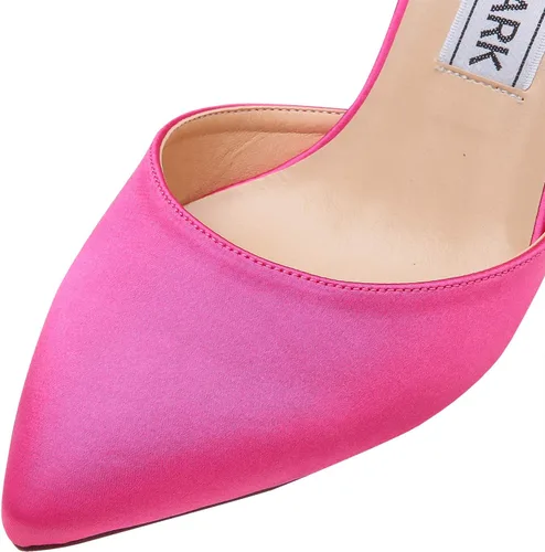 Vista 6 de ELEGANTPARK Tacones para mujer con punta puntiaguda, tacón alto, correa de tobillo de satén, zapatos de vestir para boda, novia, fiesta de noche