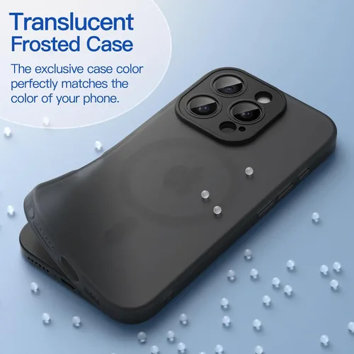Vista 3 de JETech Funda magnética mate para iPhone 16 Pro, titanio negro Compatible con MagSafe, cubierta de TPU suave translúcida esmerilada, antiamarilleo