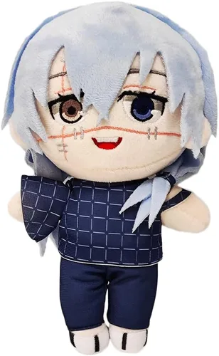 Vista 10 de JCvCX Peluche de niña de pelo negro con coleta corta, figura de anime, almohada suave para muñeca
