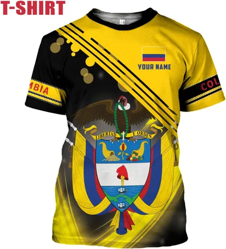 Vista 3 de Ligthuy - Camisa personalizada de Colombia 3D, camisas personalizadas con la bandera de Colombia para hombres y mujeres, camiseta del orgullo