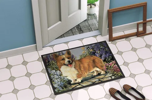 Vista 4 de Caroline's Treasures PPP3258MAT Corgi Garden Georgi - Felpudo de 18 x 27 pulgadas, tapete para puerta delantera, interior y exterior, para entrada