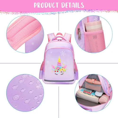 Vista 2 de Mochila para niñas para niños, mochilas para niños pequeños, Pp-uni, 15 *4*11 (IN), Unicornio