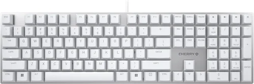 Vista 7 de Teclado mecánico de oficina Cherry KC 200 MX con nuevos interruptores MX2A. Diseño moderno con marco de placa metálica.