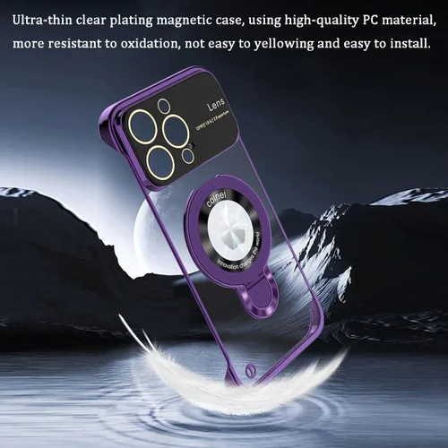 Vista 4 de Omio - Funda magnética delgada para iPhone 15 Pro Max con soporte invisible, compatible con MagSafe, parachoques transparente sin marco, diseño sin