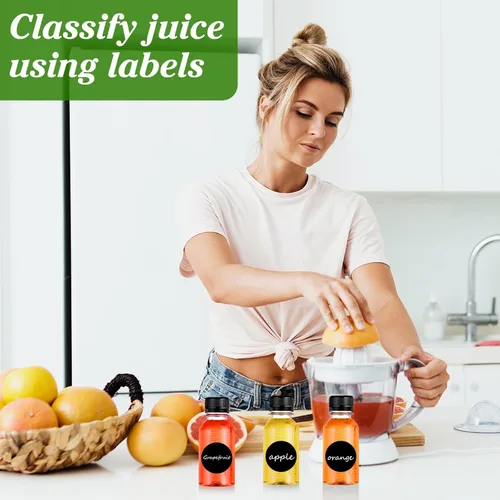 Vista 5 de 75 piezas de botellas pequeñas de plástico de 3.5 onzas para líquidos, botellas de chupito de jugo con tapas, botellas reutilizables para chupito
