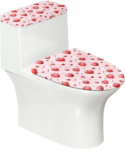 Vista 19 de Tapa de inodoro y tapa de tanque de cane Candy - Estampado de copo de nieve, elastano elástico lavable, decoración de Año Nuevo