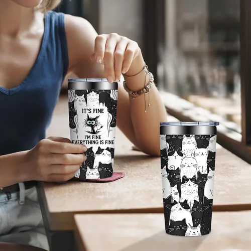 Vista 7 de Grifarny Regalos para Amantes de Gatos para Mujeres - Regalo de Navidad, Cumpleaños para Amantes de Gatos - Regalos para Gatos Negros - Está Bien