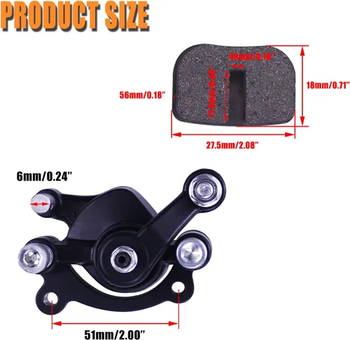 Vista 2 de Pinza de freno de disco delantero y almohadilla para MBX10 MBX11 80cc MM-B80 105cc MM-B105 CT100U CC100X Trail Mini Bike 47 49cc Mini ATV Gas Negro