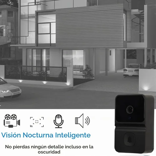 Vista 2 de Timbre de puerta con timbre de video con timbre, 1080P HD visión nocturna audio de 2 vías, lente gran angular, reproducción de almacenamiento