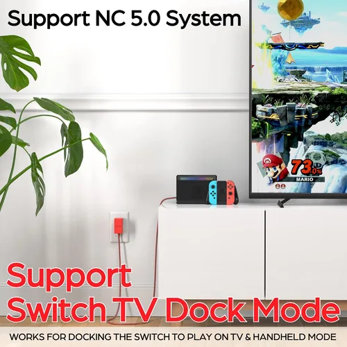 Vista 6 de Neptune Cargador para juegos de alta calidad, color rojo, compatible con Nintendo SwitchSwitch LiteSwitch OLED, Android, compatible con Nintendo