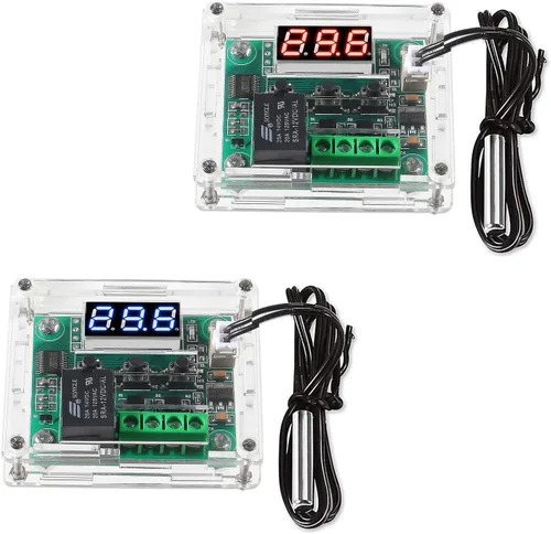 Vista 8 de W1209 DC 12V Tablero de controlador de temperatura digital azul pantalla digital termostato -58.0-230.0 °F Interruptor electrónico de control
