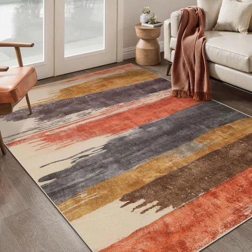 Vista 16 de Ciicool Alfombra moderna abstracta de 2 x 3 pulgadas, lavable, pequeña, antideslizante, de pelo bajo, alfombra de entrada plegable para cocina