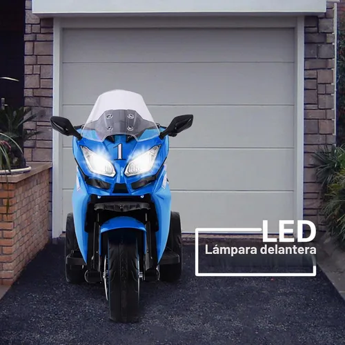 Vista 4 de TAMCO - Motocicleta eléctrica para niños con 3 ruedas, recargable, con ruedas ligeras (azul)
