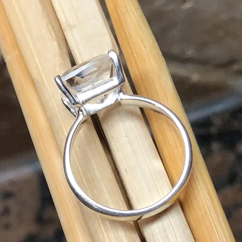 Vista 2 de Anillo de plata esterlina 925 maciza de cuarzo blanco de 2.5 quilates natural tamaño 6, 7, 8, 9