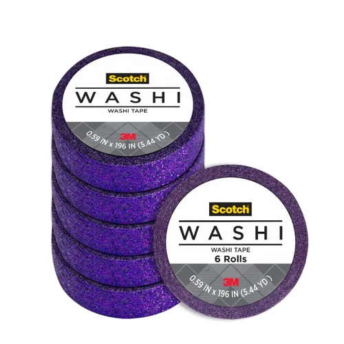 Vista 16 de Scotch Expressions Cinta con purpurina, 0.59 x 196 pulgadas, negro, 6 rollos (C514-BLK)