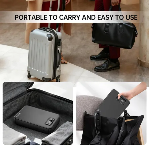 Vista 4 de Caja fuerte portátil para pistola pequeña con cerradura de combinación, segura para pistola para automóvil, hogar, viajes, 9.4 x 6.6 x 1.8 pulgadas