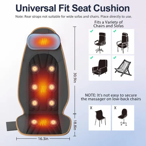 Vista 2 de SLOTHMORE Cojín para silla de masaje con calor, cojín de asiento de masaje Gris