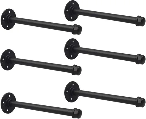 Vista 9 de Y&J - Soportes de estante de tubo rústicos, flotantes resistentes, soportes industriales de estante negro, para bricolaje, decorativos, soportes