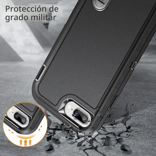 Vista 7 de IDweel Funda para iPhone 8 Plus/7 Plus/6S Plus/6 Plus con soporte, protección resistente, a prueba de golpes, arañazos, ajuste delgado, negro