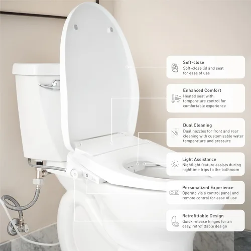 Vista 3 de Moen EB1500-E - Asiento de inodoro electrónico con bidé serie 3 con asiento calefactado y control remoto, color blanco, temperatura y presión