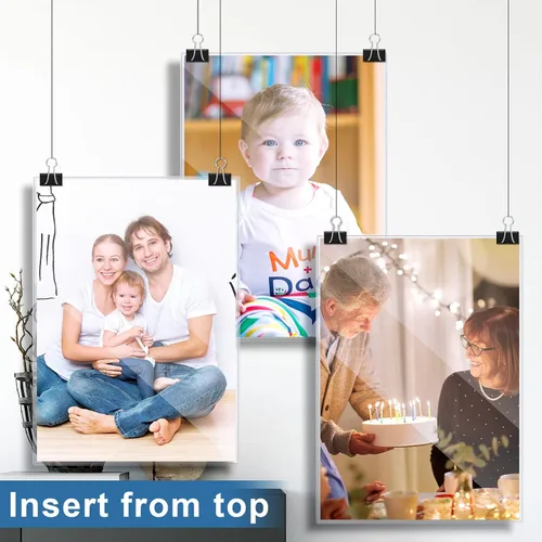 Vista 5 de Henoyso 5 protectores rígidos de impresión de 11 x 17 pulgadas, protectores de páginas de plástico duro resistente, soporte de menú de cristal