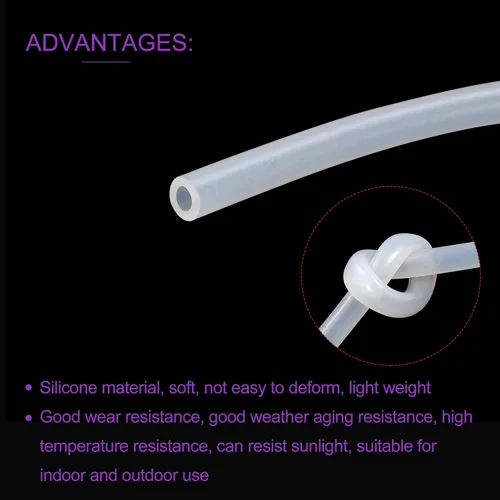 Vista 5 de DMiotech Tubo de silicona transparente de 1/16"(1.6mm) ID 1/8"(3.2mm) OD 10 pies tubo de silicona transparente, manguera de silicona industrial