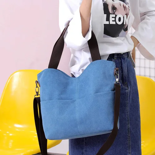 Vista 2 de DOURR Hobo - Bolsos cruzados de lona para mujer, bolso cruzado de moda de algodón