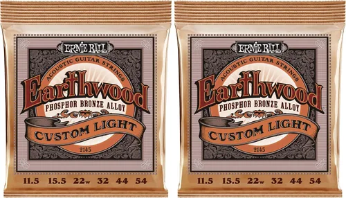 Vista 3 de Ernie Ball Earthwood P03543 - Cuerdas para guitarra acústica personalizadas de bronce fosforoso medio, paquete de 3, calibre 12.5-56