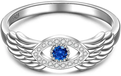 Vista 12 de Fenthring Anillo contra el mal de ojo para mujer, joyería de protección Evil Eye-101-plata esterlina