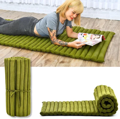 Vista 16 de Leewadee - Colchón de piso plegable - Futón japonés enrollable -Alfombra de tatami triple pliegue - Cama de piso para invitados - Colchón de camping
