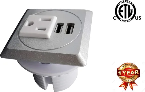 Vista 13 de Centro de alimentación para escritorio con certificación UL, con ojales, 2 puertos USB, caja de connetividad para mesa de conferencias