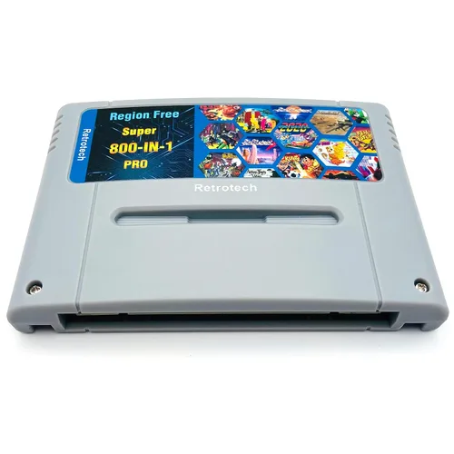 Vista 4 de Retrotech Super 800 In 1 Cartridge For SNES Super Nintendo 16Bit Game Console - Gray