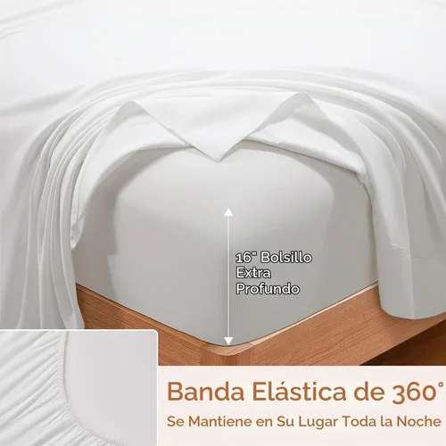 Vista 7 de SONORO KATE Juego de sábanas con infusión de plata, 100% algodón con tecnología de autolimpieza, 600 hilos, transpirables, hipoalergénicas, 3 veces