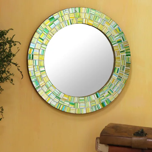 Vista 2 de Novica Espejo Mosaico (Cristal, dorado splash-parent (259598-P)