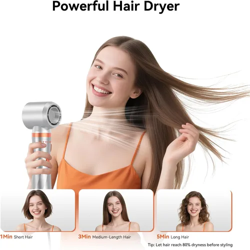 Vista 3 de Cepillo secador de pelo 5 en 1, cepillo secador de pelo de 110-120 V, secado rápido y 3 cepillos de cabello de aire caliente de temperaturas