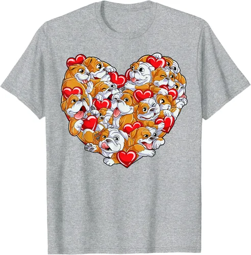 Vista 37 de Camiseta inglesa para el día de San Valentín con diseño de corazón y perro amante de los niños Negro