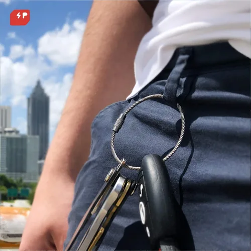 Vista 4 de Llavero grande de alambre de cable para coche, llaveros de bucle resistente, anillos de mosquetón de acero inoxidable