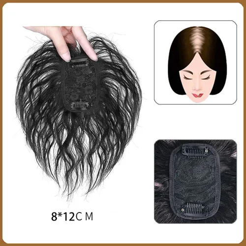 Vista 2 de YYDS Peluca de cabello humano con flequillo. Aumenta la cantidad de cabello en la parte superior de la cabeza para cubrir el cabello blanco Negro