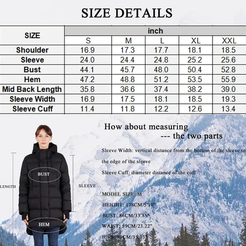 Vista 6 de Women's Thickened Down Jacket - Winter Hooded Short Puffy Packable Jacket, Warm Puffer Down Coat for ChristmasGift