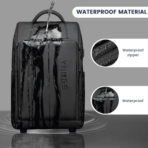 Vista 4 de Mochila con Ruedas, Mochila Impermeable con Ruedas para Viajero de Negocios, Mochila de Equipaje de Mano con Compartimento para Laptop, Compatible