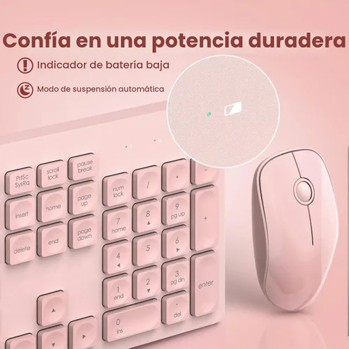 Vista 5 de Combo de teclado y mouse inalámbricos, VEILZOR 2.4G Ultradelgado USB, conjunto de teclado y mouse, teclas con forma de gota de agua, 12 atajos
