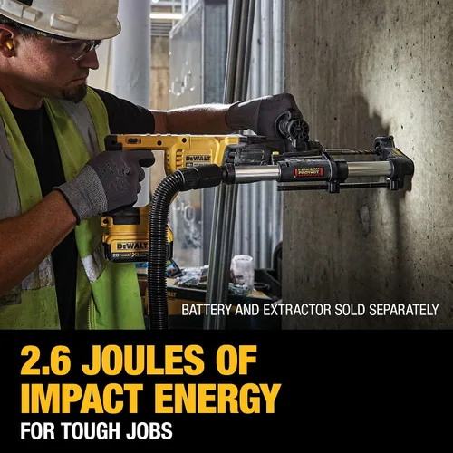 Vista 5 de DEWALT Martillo giratorio inalámbrico de 20 V MAX SDS Plus de 1 pulgada con mango en D, solo herramienta desnuda (DCH133B)