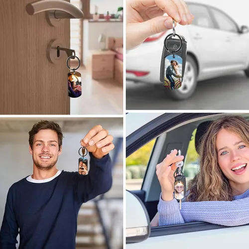 Vista 6 de Llavero personalizado con imagen, llavero personalizado con foto, texto grabado, regalo conmemorativo familiar personalizable
