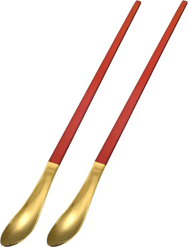 Vista 12 de uxcell Juego de 2 cucharas de mango largo, cucharas de acero inoxidable de 10 pulgadas, cucharas de café para mezclar, bebidas, café (azul dorado)
