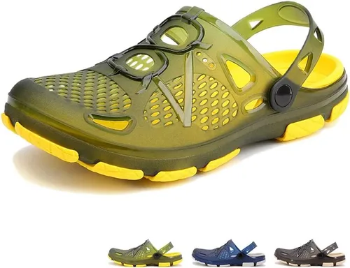 Vista 8 de beister Zuecos para hombre antideslizantes zapatos de agua con correa ajustable, mulas ligeras sin cordones para jardín, cocina, exteriores, playa