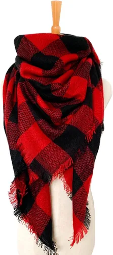 Vista 80 de Wander Agio - Bufanda envolvente con diseño a cuadros o triangular para mujer, cálida y larga, de punto, sensación de cachemira, chal